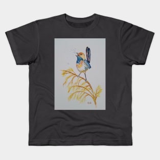 Blue Wren, bird design, bird art Kids T-Shirt